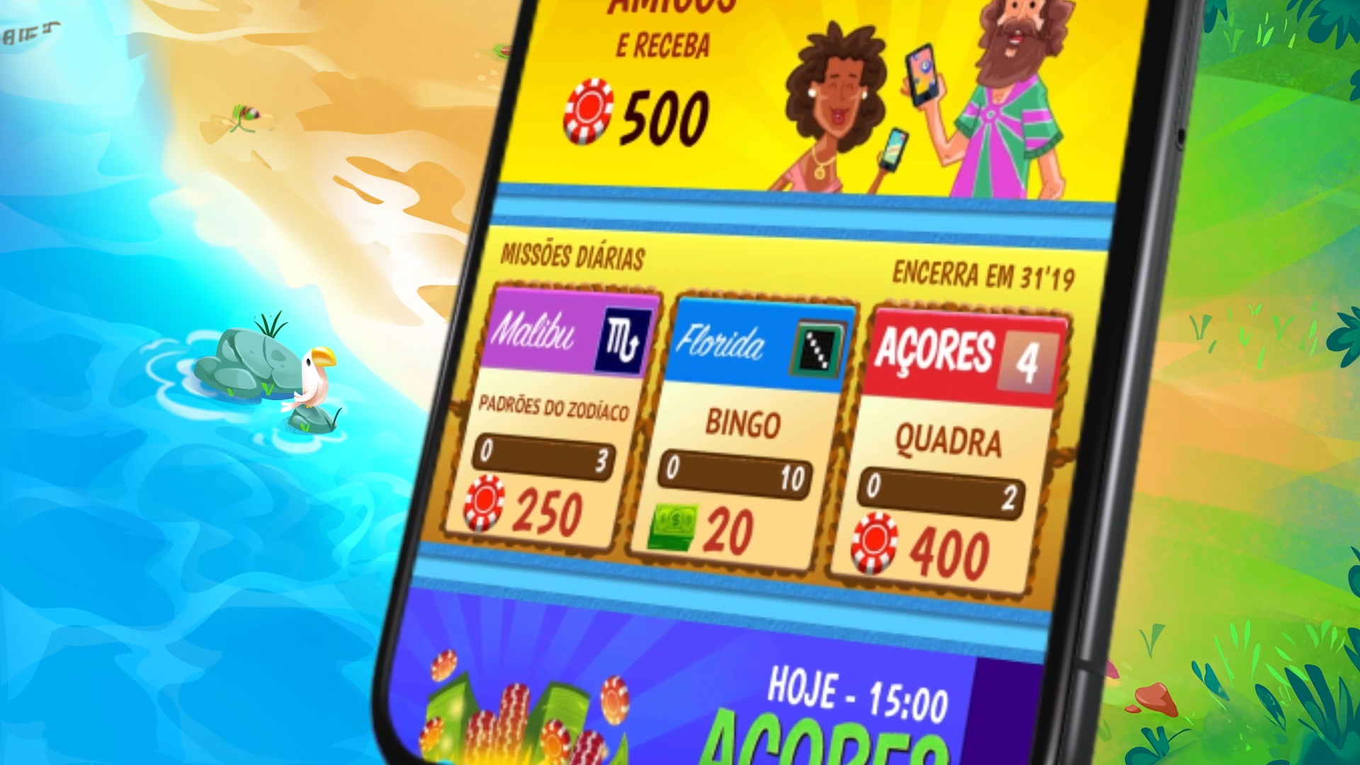 Foto das missoes diárias do Praia Bingo